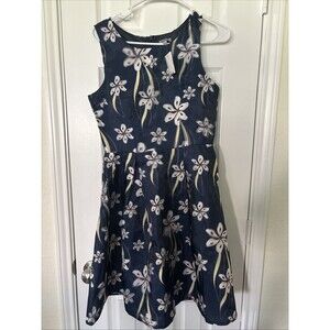 Fashion Line Dress Women's Small Blue Floral Sleeveless Zip